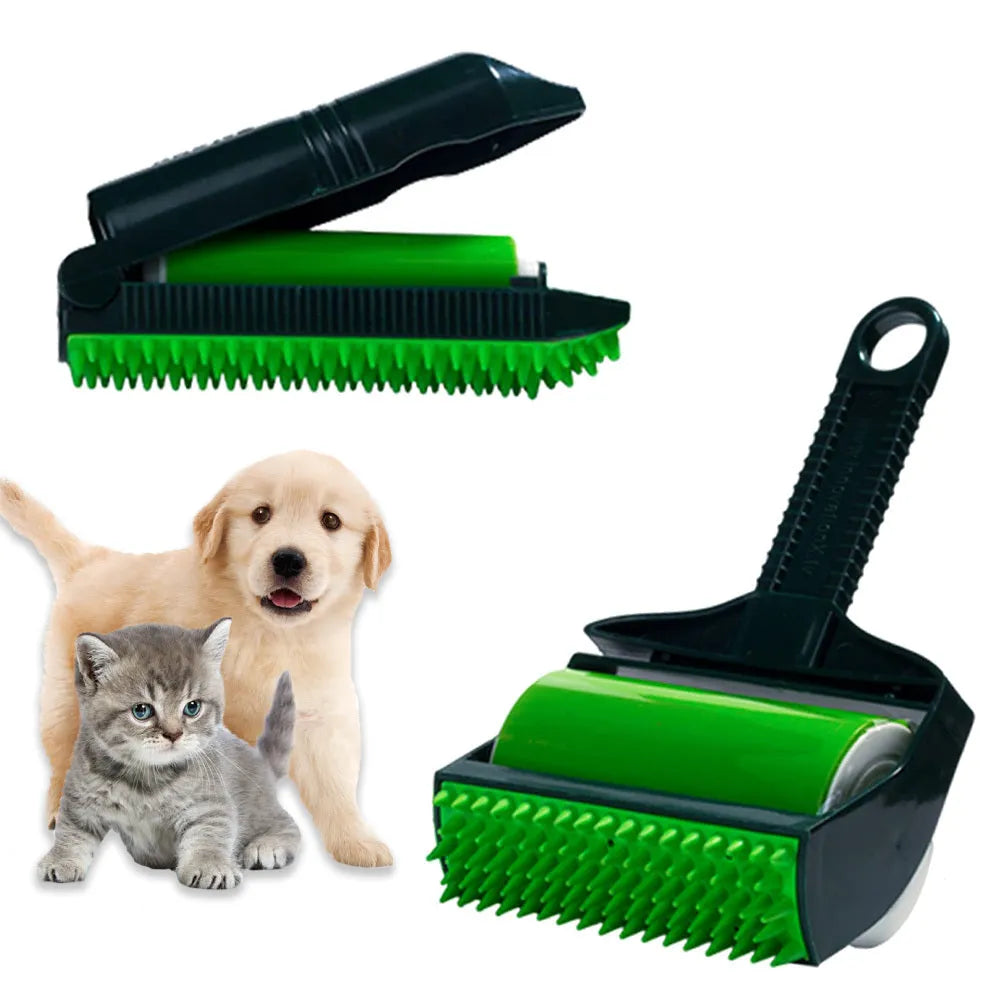 Portable washable hair remover with adhesive roller in yellow and green colour options