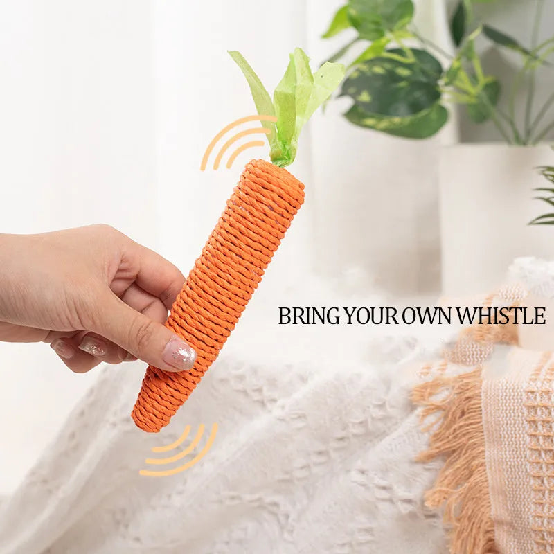 Set of interactive cat toys including carrot bites, paper toys with stones, and grinding sticks in S and L sizes