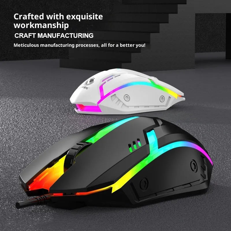 E-sports weighted wired USB mouse in black and white for laptop gaming