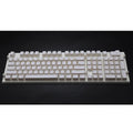 Set of 108 PBT pudding profile keycaps for mechanical keyboards in various colours on a white background.