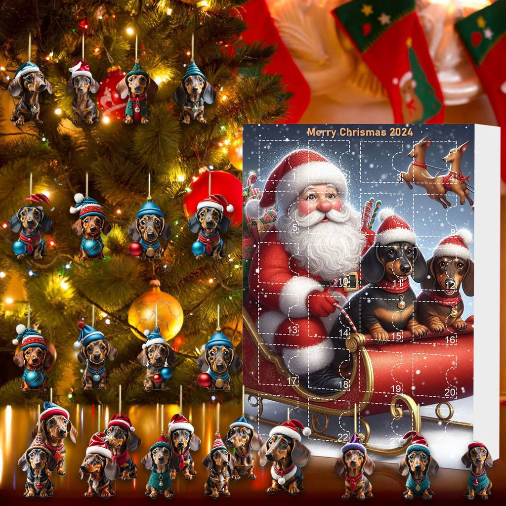 Acrylic Christmas countdown pet pendant decoration in one of 13 colour styles, supplied as a single hanging ornament
