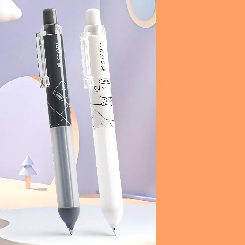 Minimalist black and white automatic pencils with cloud grip, showing 0.5mm HB lead specification.