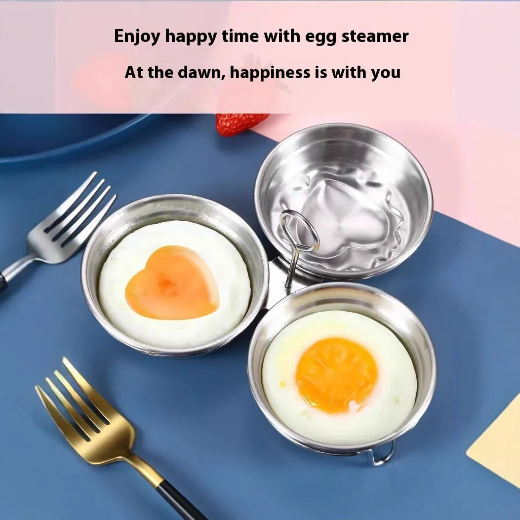 Mini egg steamer in food-grade stainless steel for cooking single boiled eggs