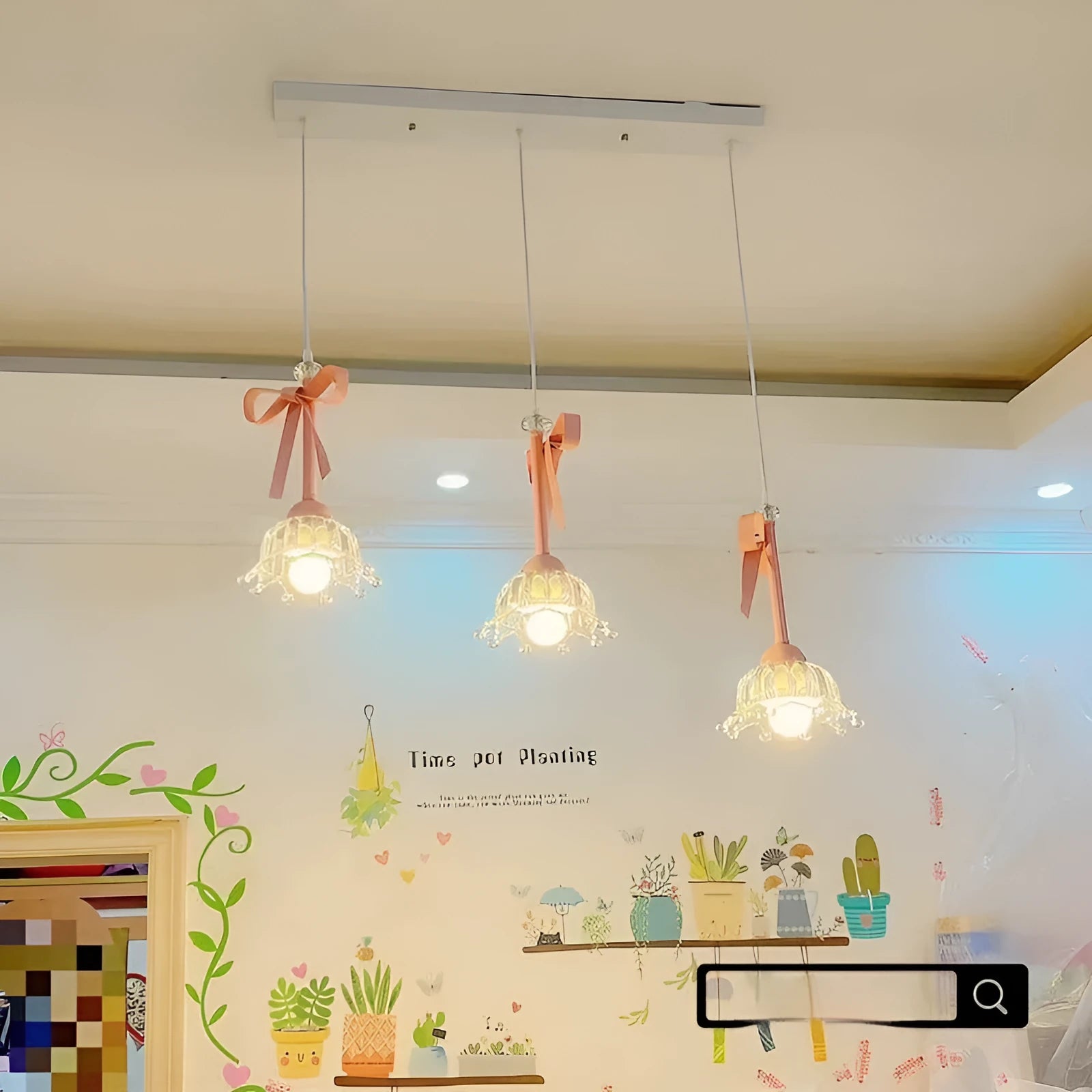 Bow-shaped cream pendant lamp with ceramic shade for bedroom or dining room lighting