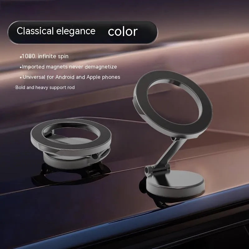 All-metal foldable magnetic car phone mount in Qian colour for dashboard placement
