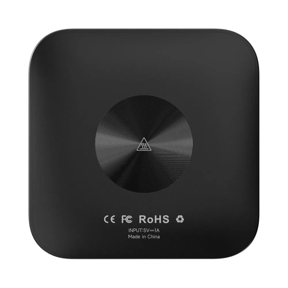 Square Tbox-Led Wireless CarPlay adapter dongle for cars with factory wired CarPlay systems.