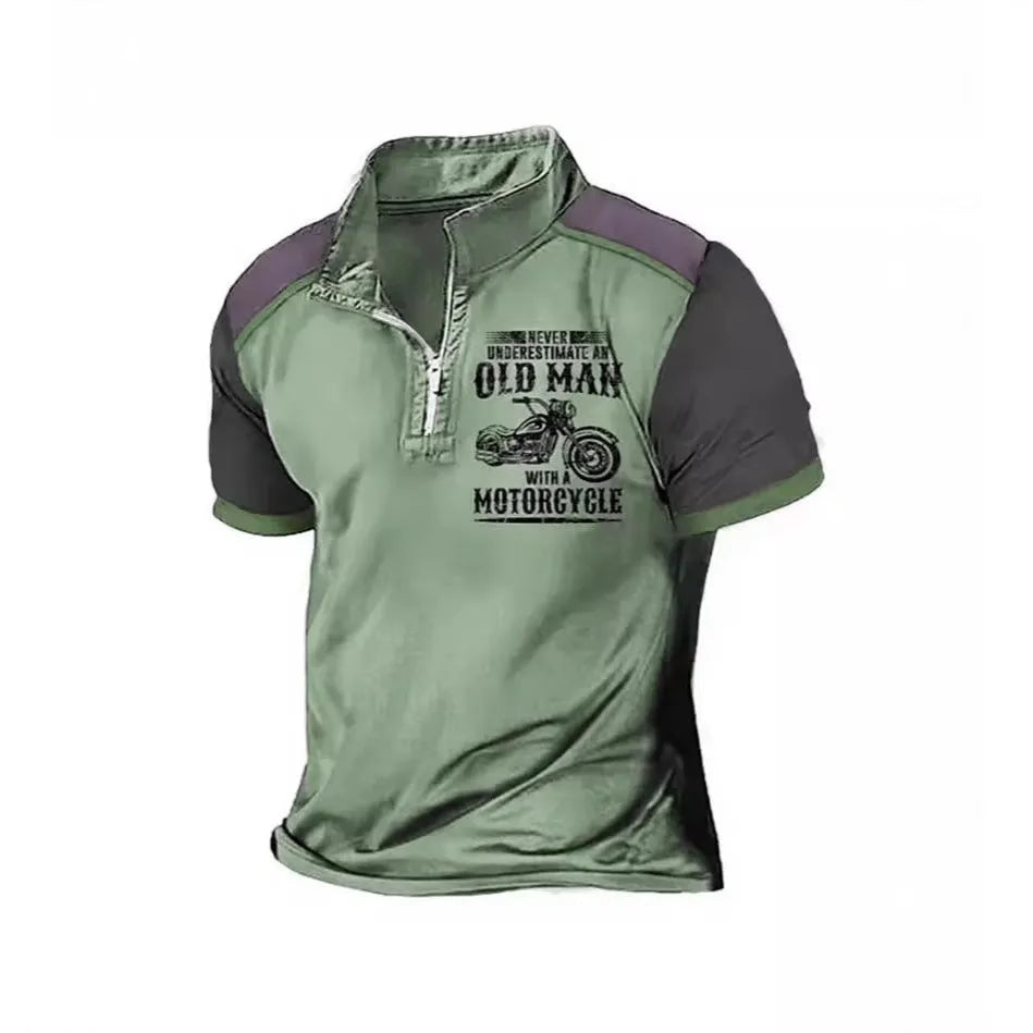 Men's casual polo shirt with digital letter printing and lapel collar in a colour from the PL02-GG7366 series.