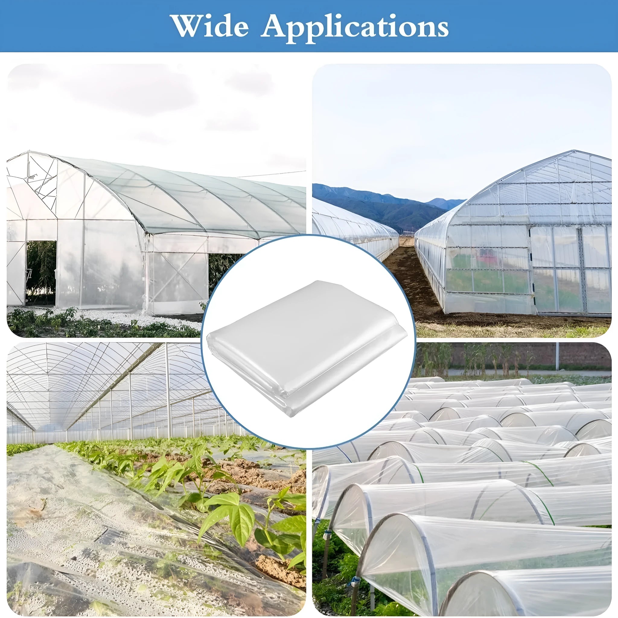 Roll of 4m x 8m plastic cold insulation film for greenhouse vegetable sheds.