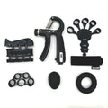 Five-piece grip strength set with counting spring grip, piano grip, finger trainer, silicone gripper and TPE egg ball