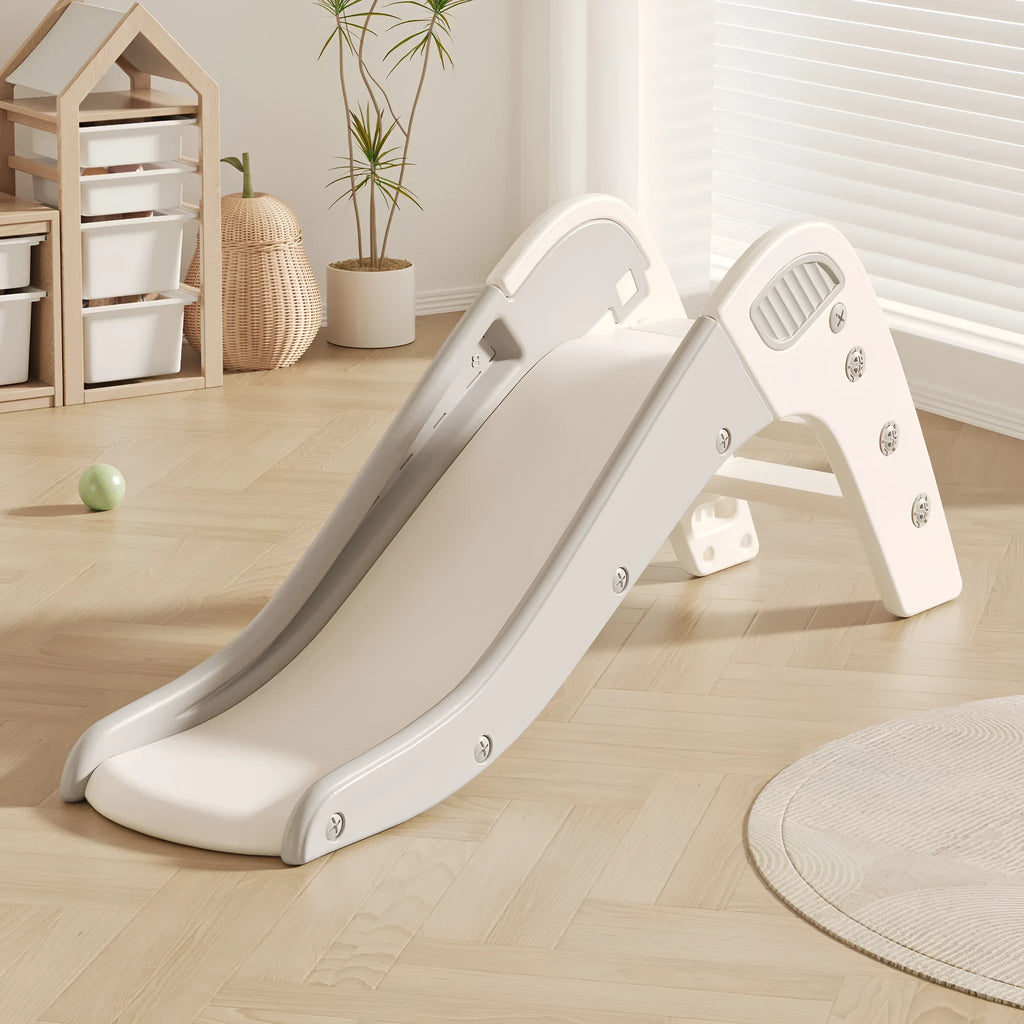 Small plastic baby slide for toddlers in blue, yellow, brown, or grey