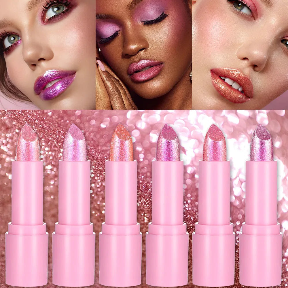 Sweetheart Bow design Starlight Diamond lipstick in six colour options with anti-discoloration properties
