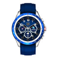 Men's black smart bracelet watch with zinc alloy screen and silicone band on a wrist.