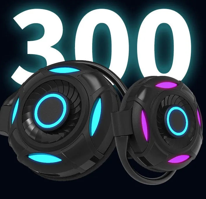 Black and white wireless Bluetooth gaming earphones with over-ear hanging design