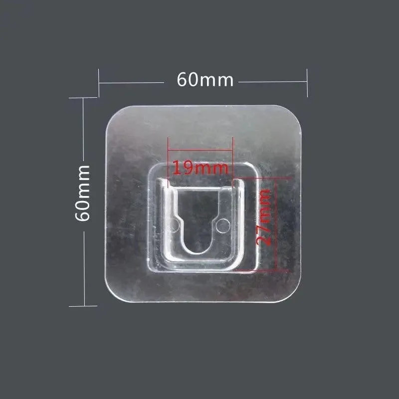Strong adhesive snap button hook, plastic, transparent buckle, 10kg capacity, no trace adhesive patch