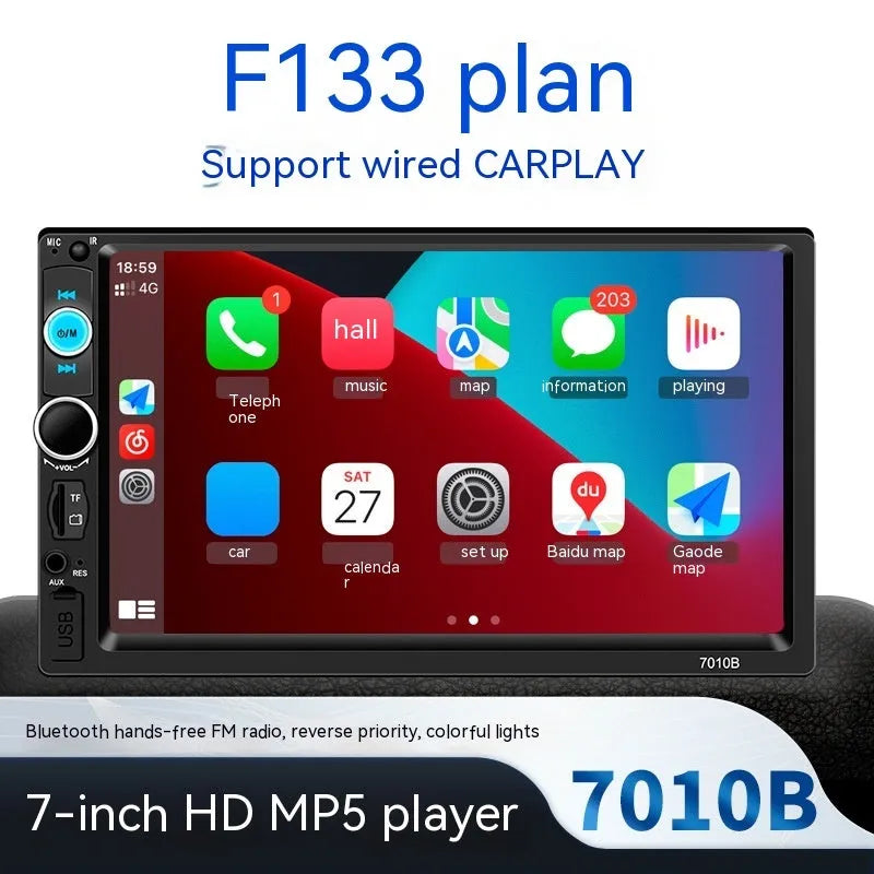 7-inch Bluetooth car player with LCD screen for vehicle audio upgrade with hands-free calling