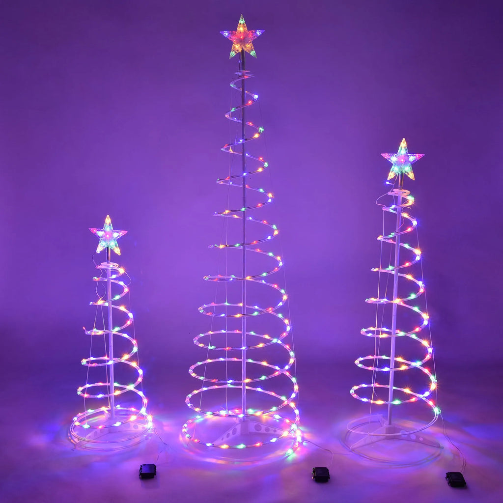 6-foot tall LED spiral Christmas tree light with remote control on detachable stand
