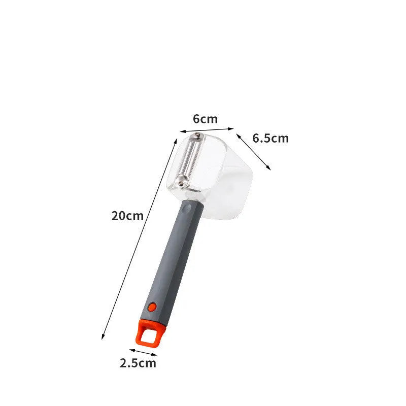 Stainless steel kitchen peeler with creative design in green, grey, and red colour options