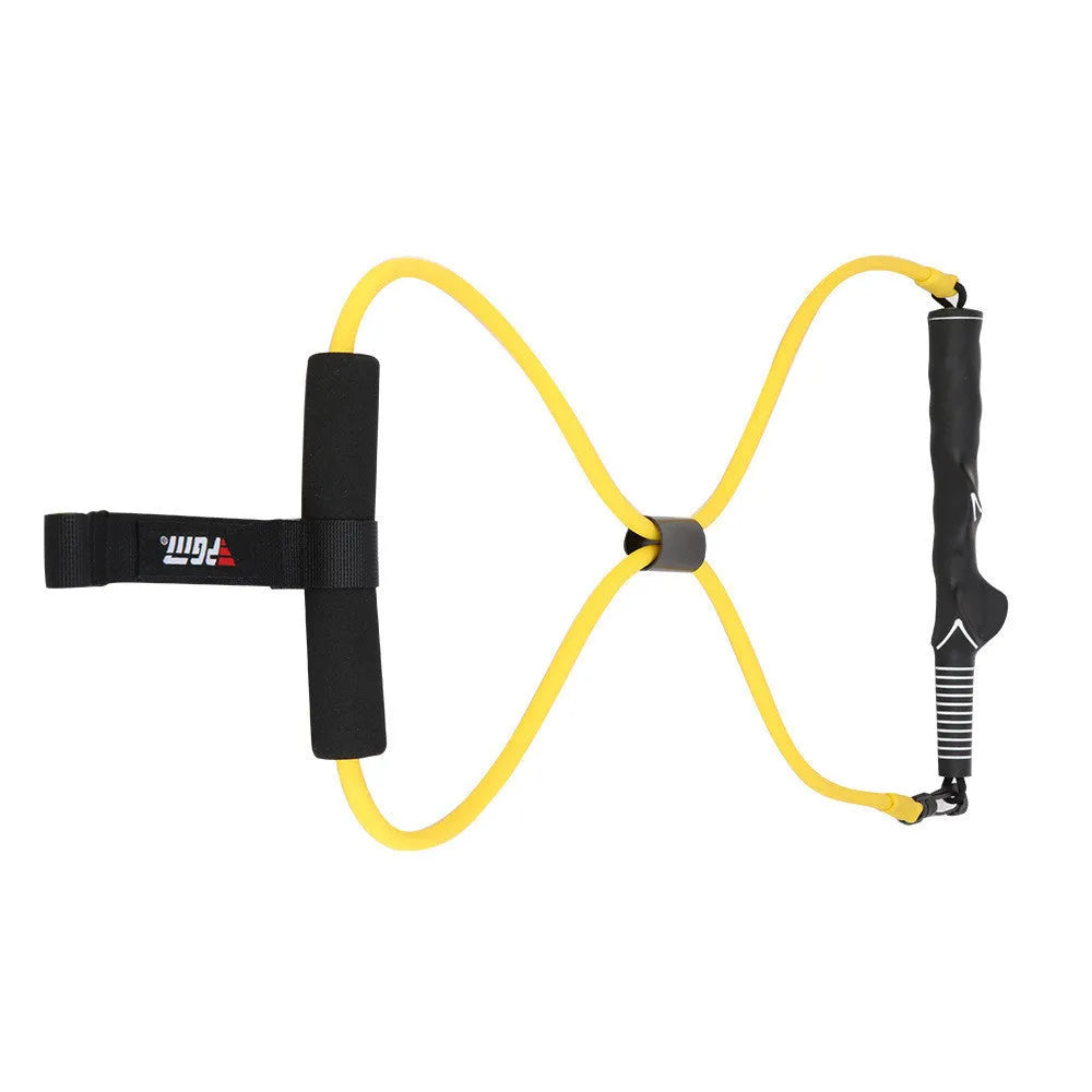 Yellow latex swing tensioner with safety door buckle and carry bag for home fitness training