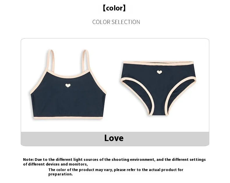 Dark blue baby split swimsuit one-piece for toddler girls, briefs style.
