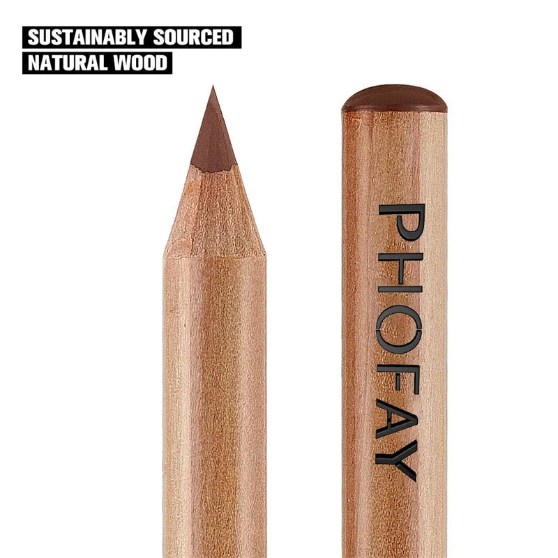 PHOFAY Nude Lipliner Kit 12 piece set in brown packaging with individual pencils