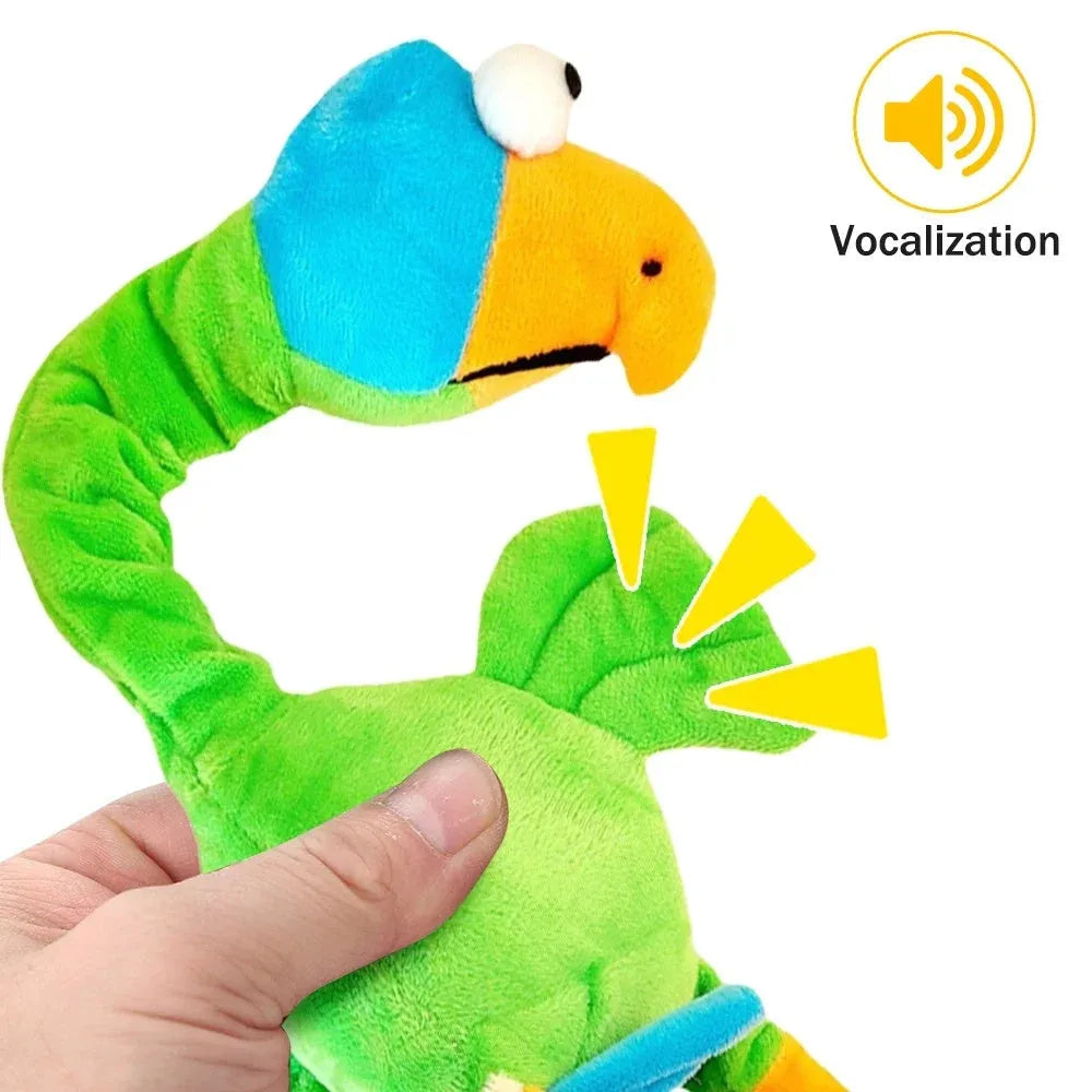 Squeaky chicken dog toy in black, green, or orange colours with bite-resistant latex construction