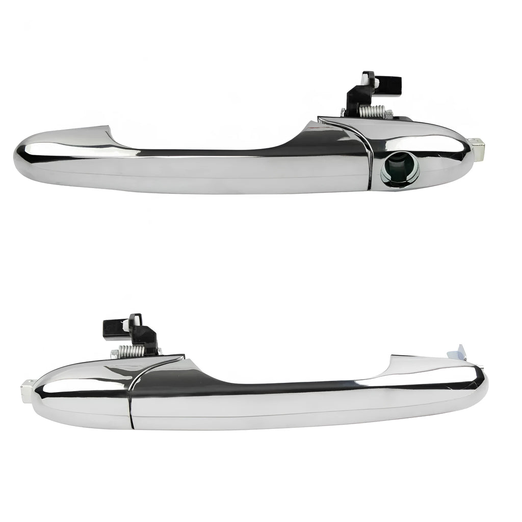 Black plastic Fiat 500 car door handle replacement part showing 16.2cm length