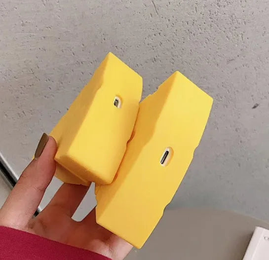 Yellow silicone protective case cover for Apple AirPods 1/2 and AirPods Pro 3 wireless headphones