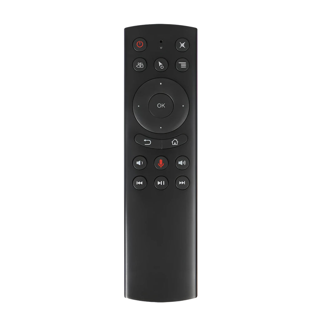 G20 2.4G wireless flying mouse remote control with USB receiver on white background