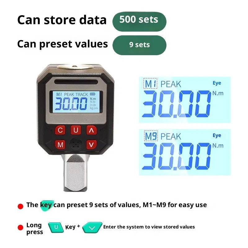 Digital torque meter model 17-340 with digital display, 6-piece set for torque measurement from 17 to 340 Nm