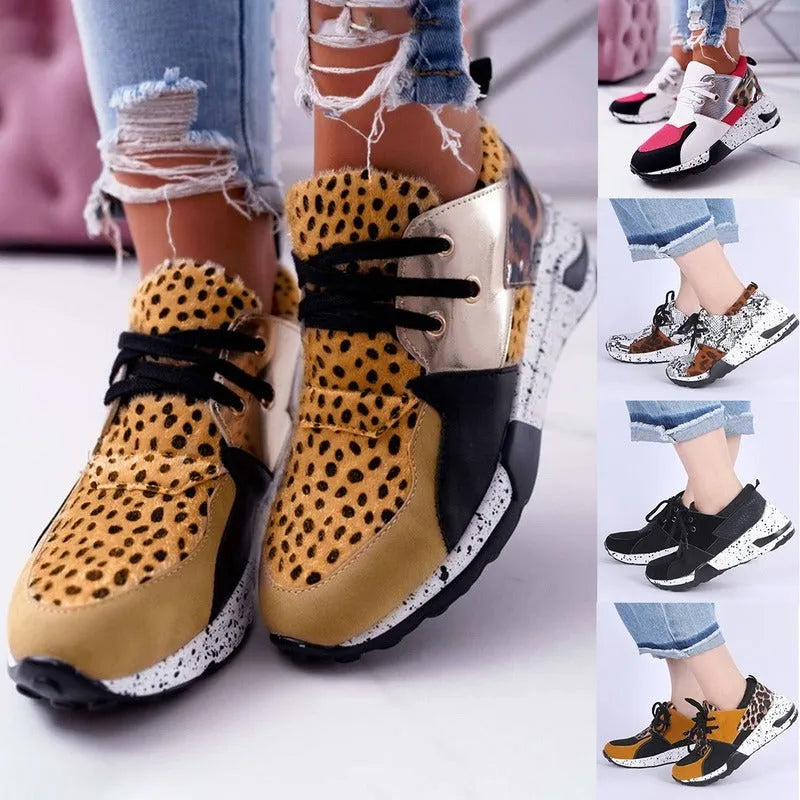Women's casual suede sneakers with a wedge heel in various colour options