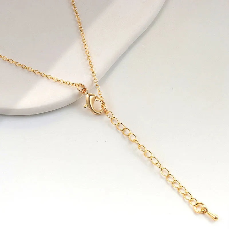 Gold twelve constellations necklace with copper zodiac pendant on clavicle chain