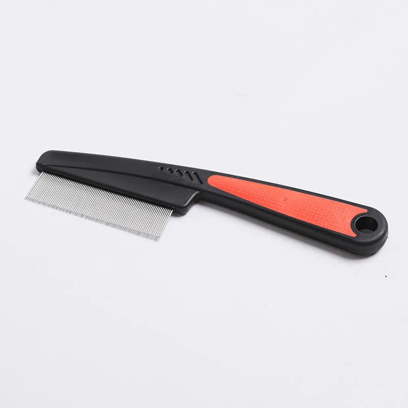 Flea comb for dogs and cats with handle, small 14cm and large 18cm sizes, in white, blue, red or black