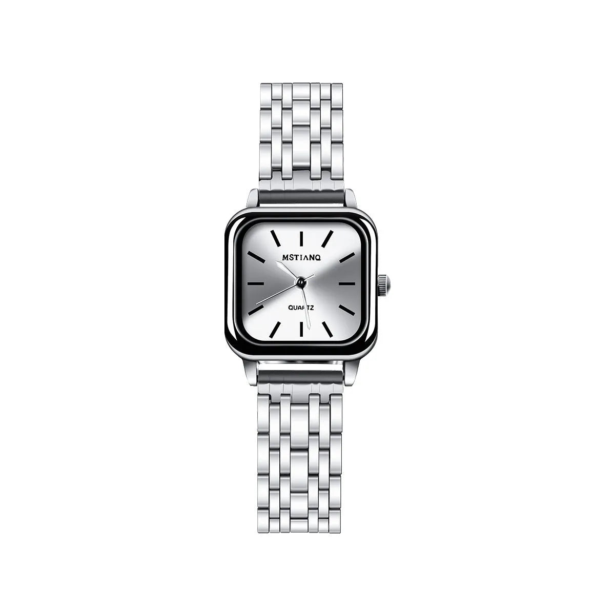Women's retro quartz watch with slim 8mm case and bamboo band in blue, showing simple dial