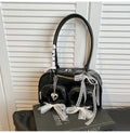 Soft PU casual shoulder bag with horizontal square shape and dual straps in beige colour