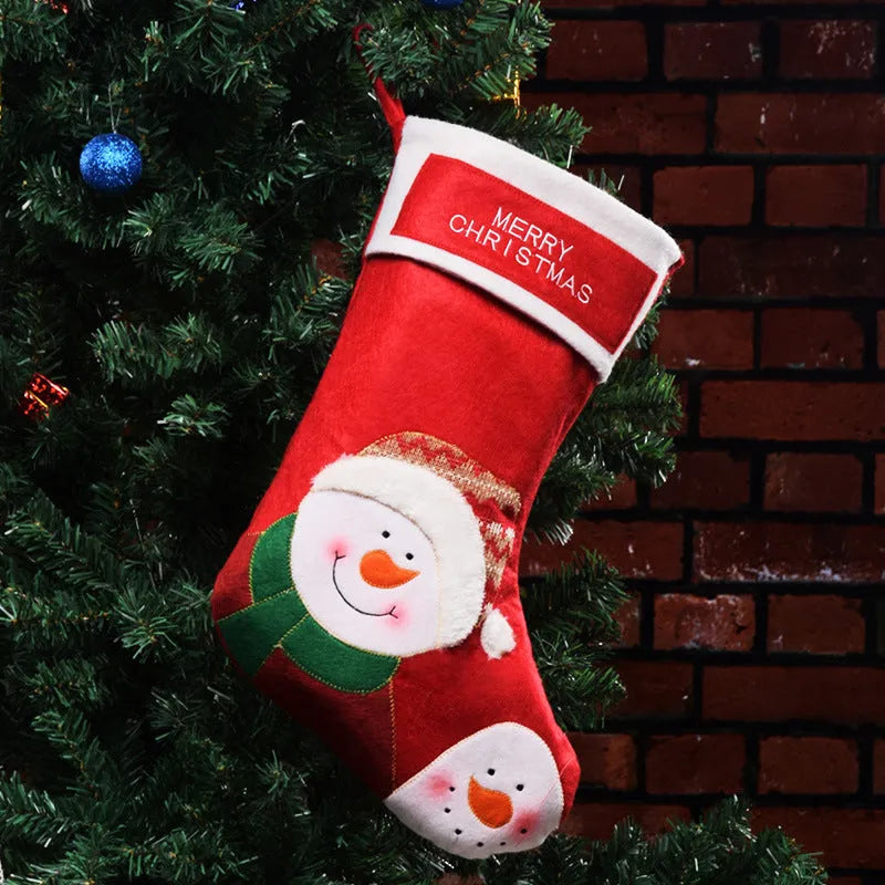 Non-woven fabric Christmas stocking decoration with elk, old man, or snowman design