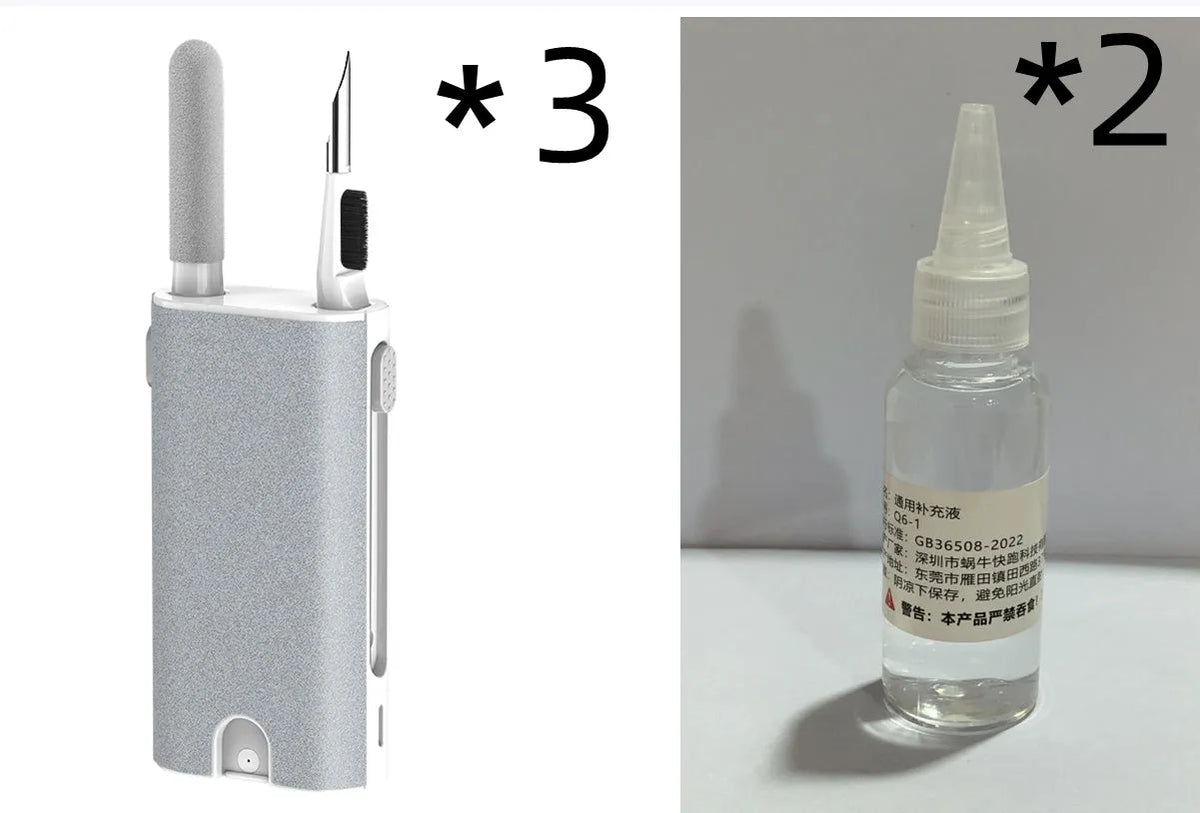 5-in-1 digital cleaning kit with flocking sponge, brush, and metal tip for phones, tablets, laptops, and earphones