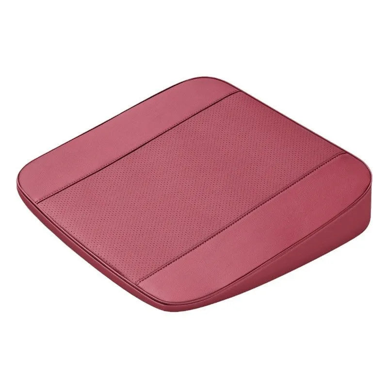 Car bevel height increasing cushion in Napa leather burgundy 6cm with high density sponge filler for driving posture
