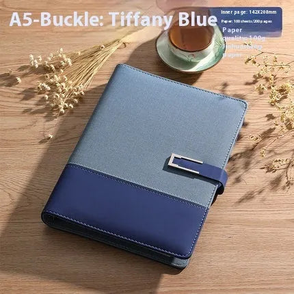 A5 soft PU leather business notebook in brown, black, green, red, or blue with gift box option