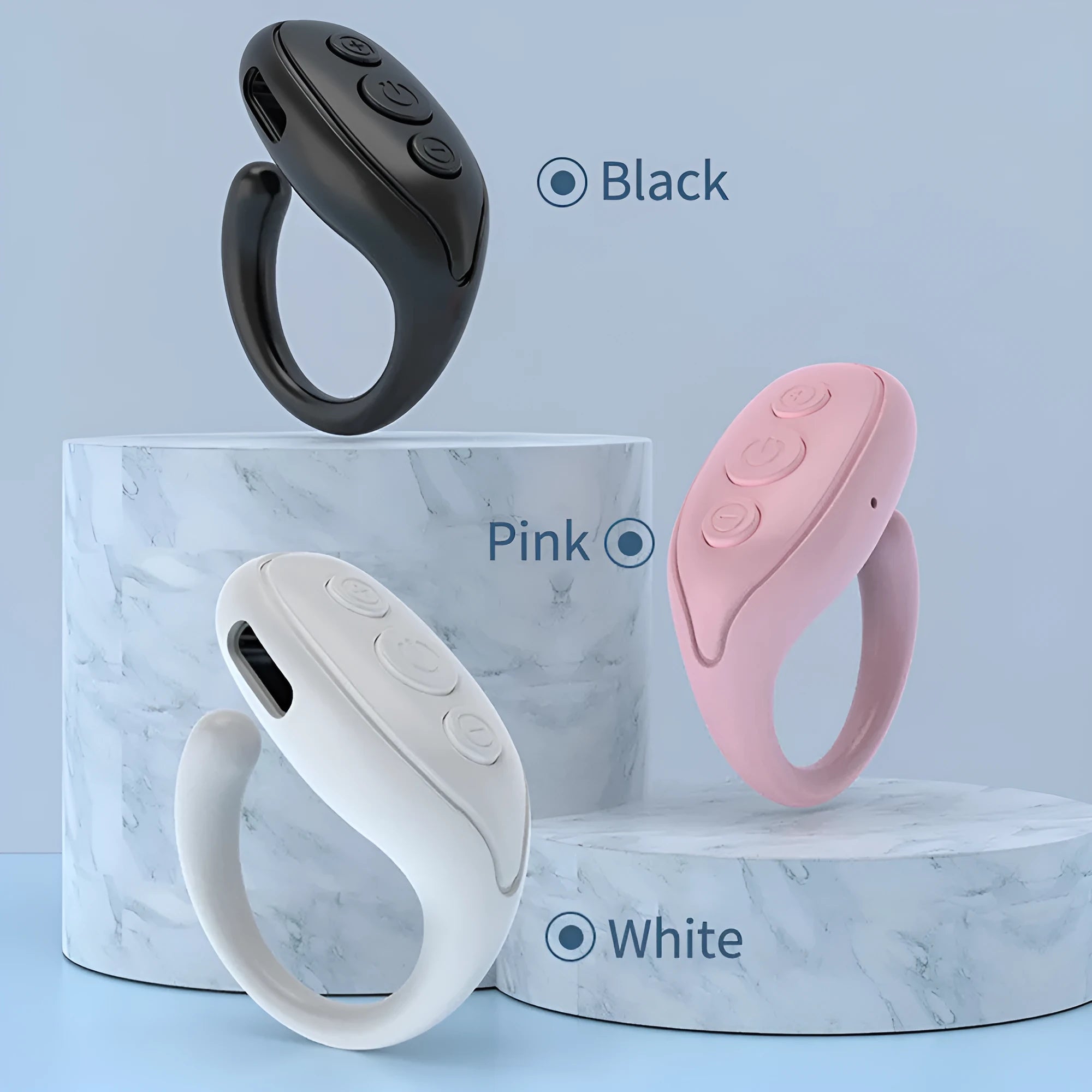Bluetooth remote control for mobile phone camera, V5.3 chip, 50mAh battery, ABS plastic, black
