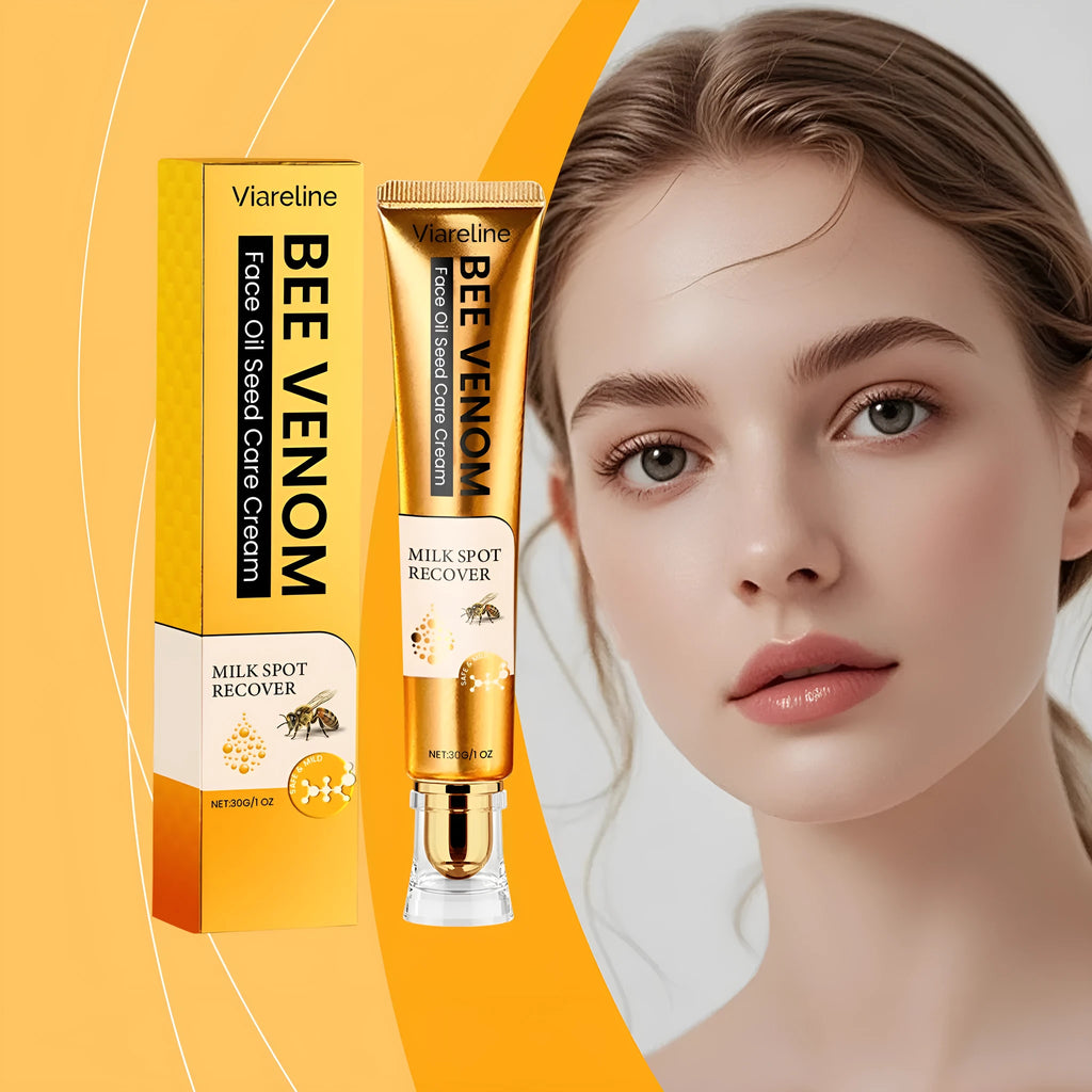 30g jar of facial and neck cream with hydrating formula containing bee venom and jojoba oil