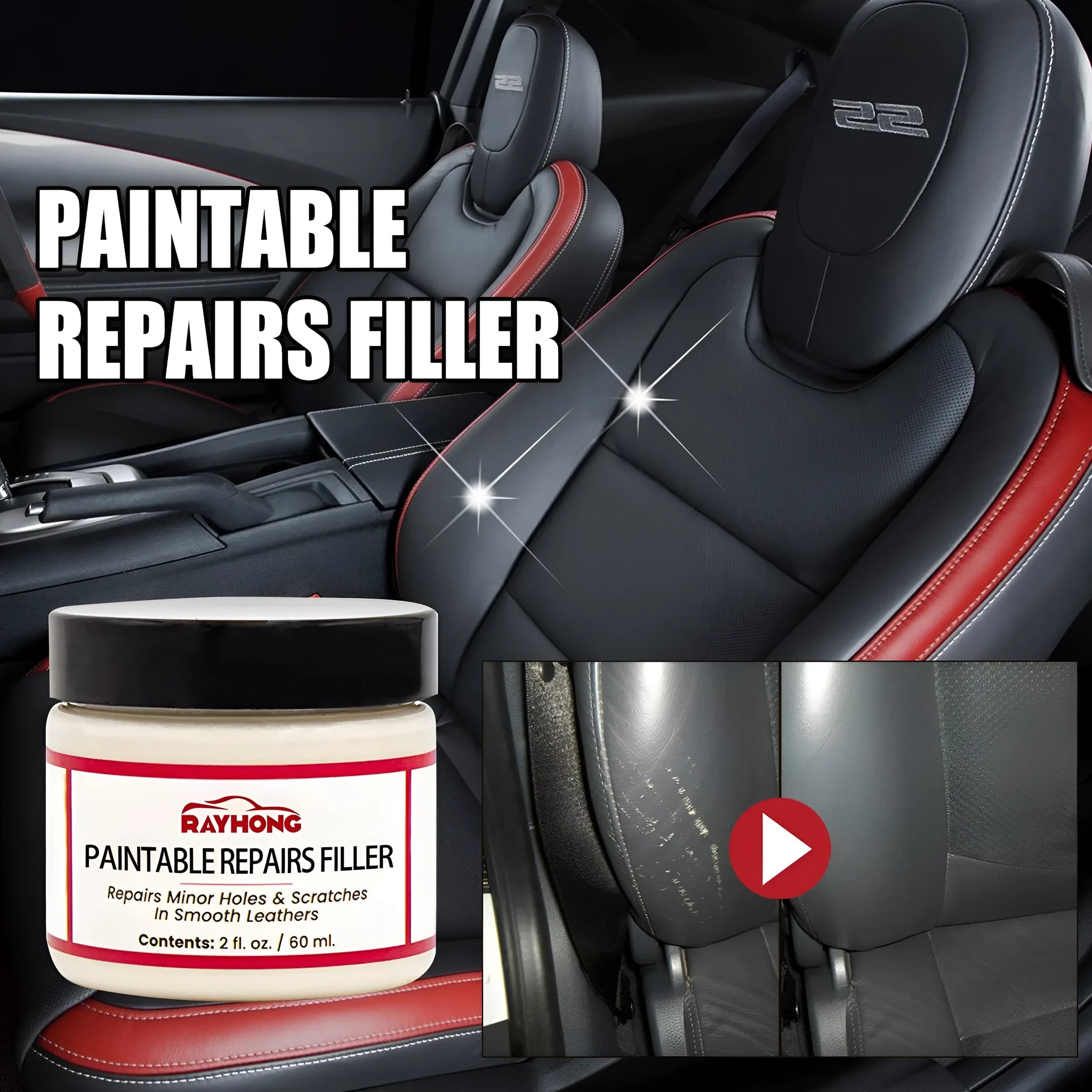 60ml leather repair paste tube for car seat and sofa scratch repair measuring 5 x 4.4 cm