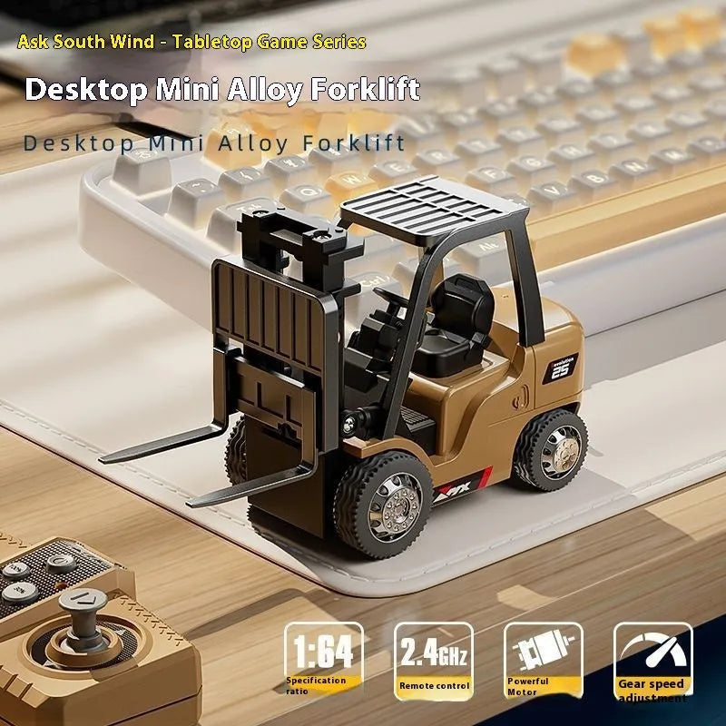 1:64 scale mini alloy forklift remote control car with Bluetooth dual-mode operation and cargo accessories