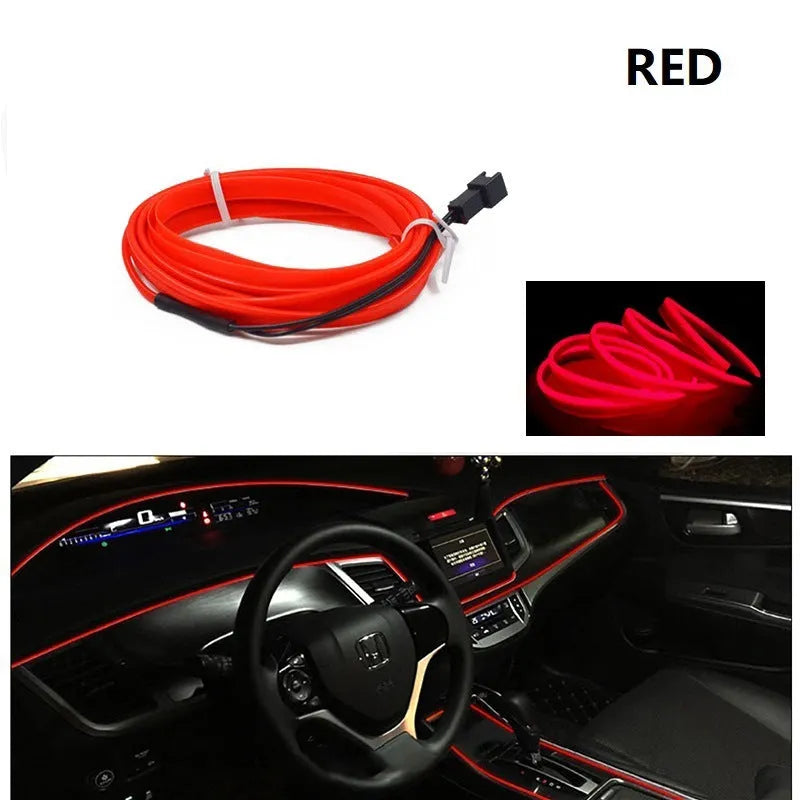 Six-metre long USB-powered LED light cable for car interior ambient lighting in multiple colour options