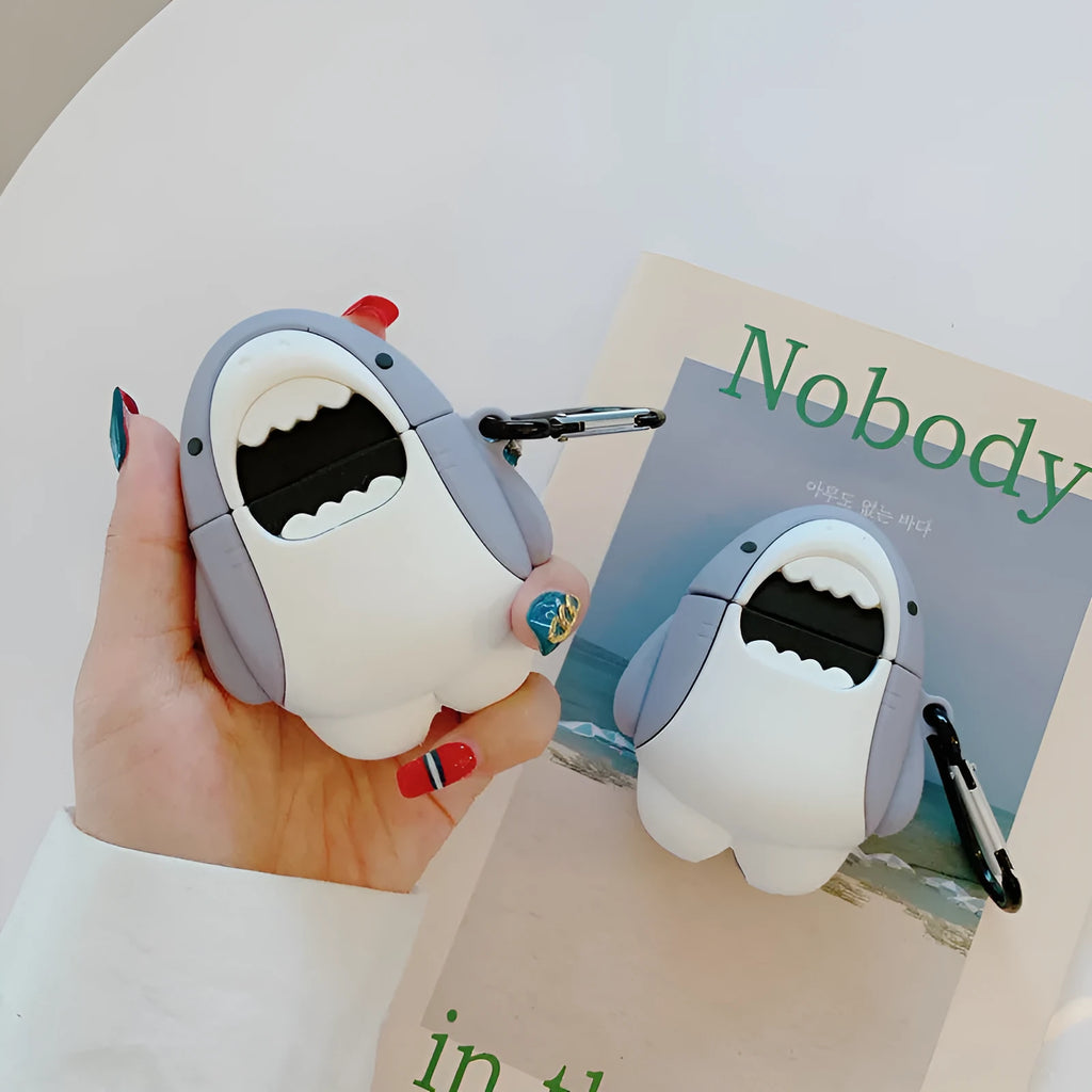Silicone protective case cover for Apple AirPods with shark fin design