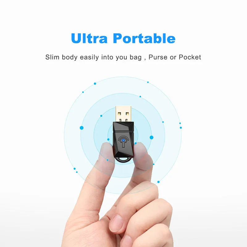 Small white USB wireless WiFi adapter with internal antenna for 300 Mbps network connection