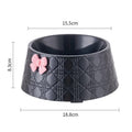 Diamond pattern pet bowl with bowknot design in pink and silver colours