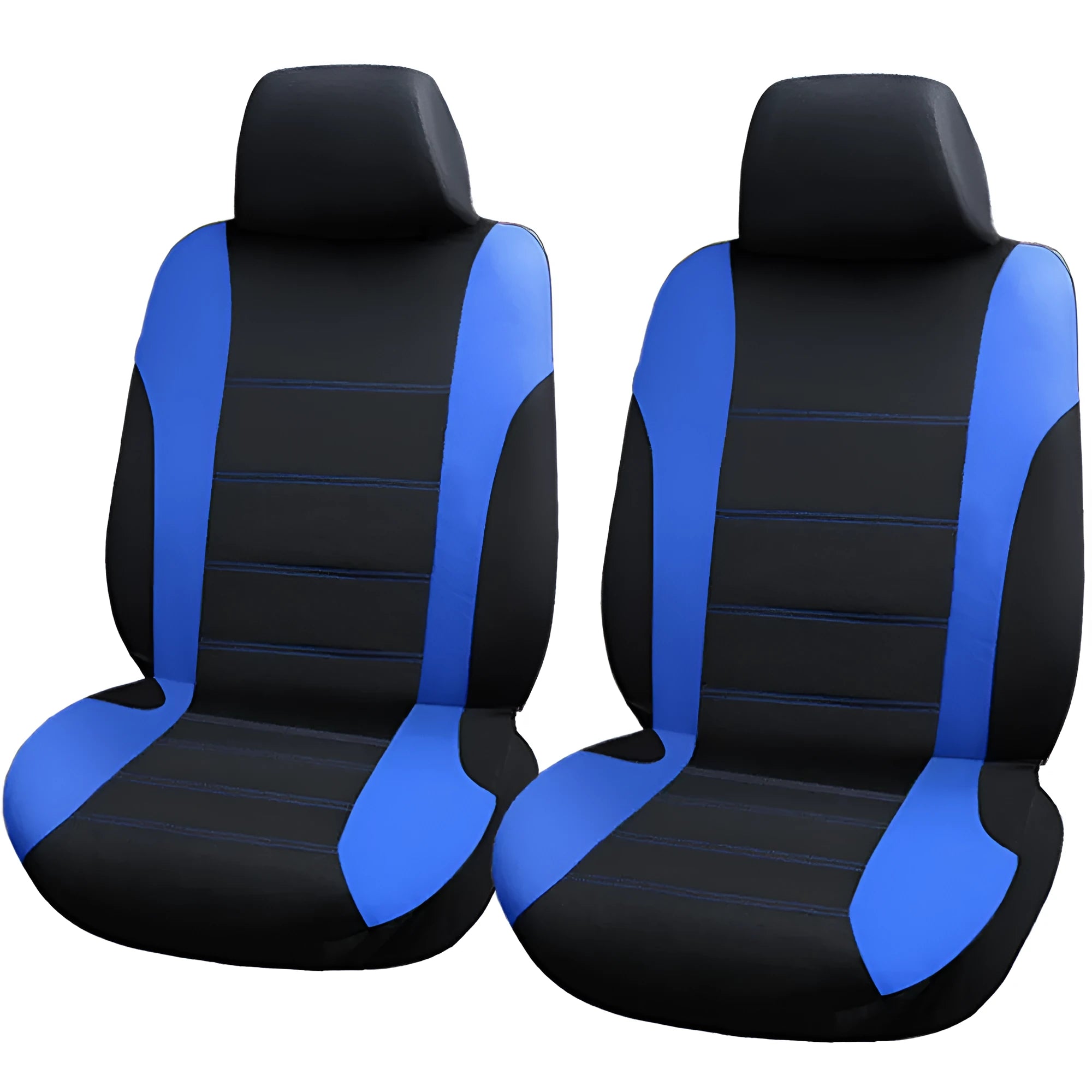 Blue grey red car seat cover set for front and rear seats with headgear protection fabric material