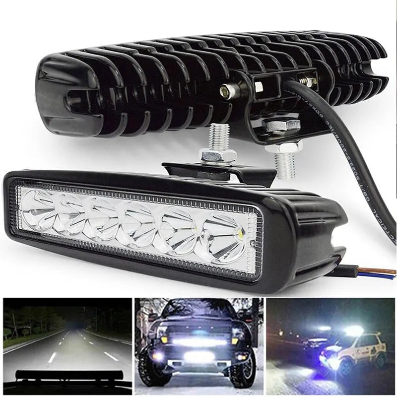 Black die-cast aluminium car auxiliary LED spotlight with a PC cover, shown for bracket mounting.