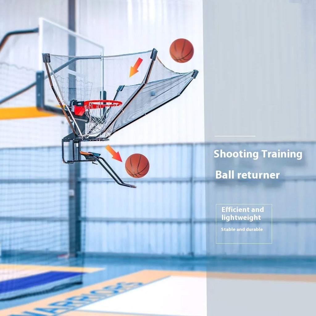Portable basketball training equipment with automatic ball return hanging for solo shooting practice