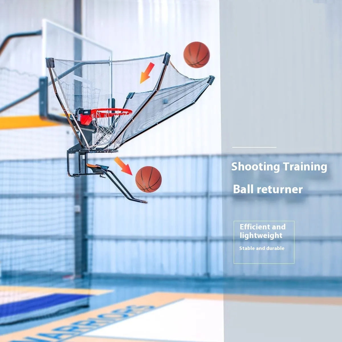 Portable basketball training equipment with automatic ball return hanging for solo shooting practice